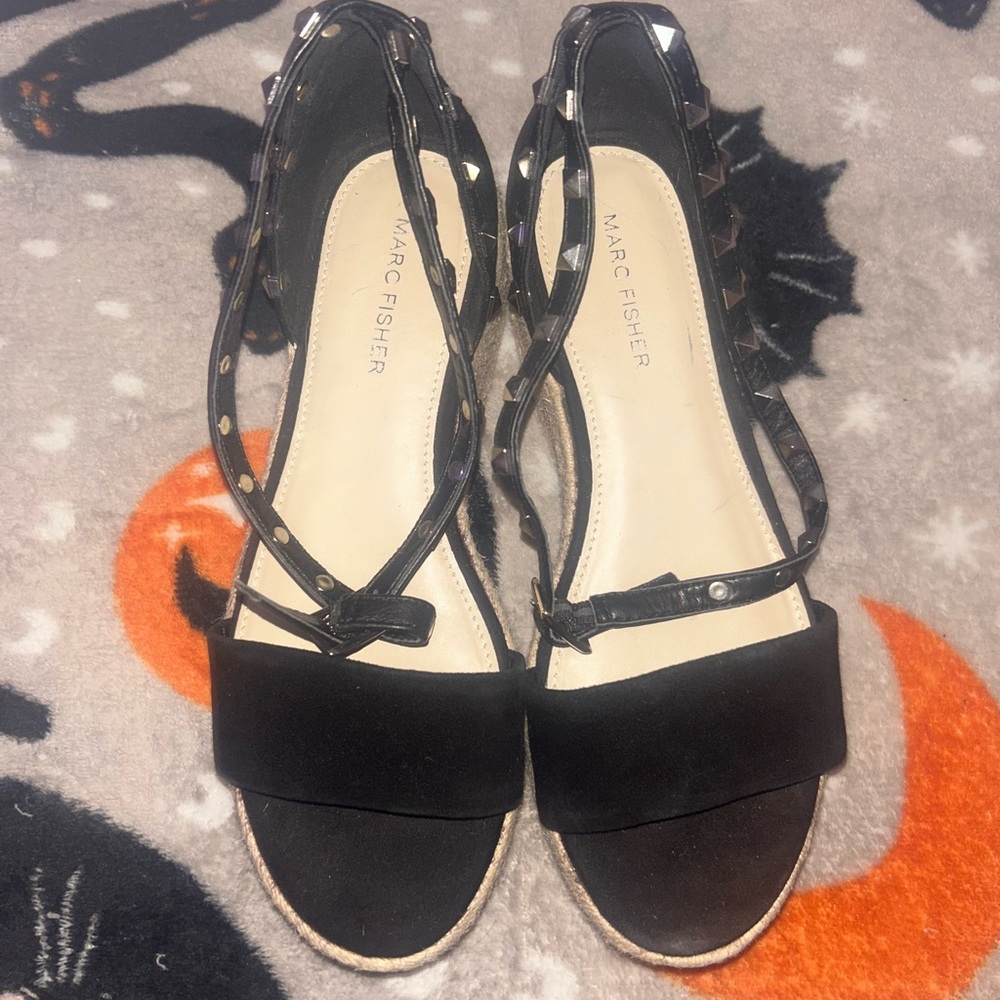 Marc Fisher Black Studded Sandals